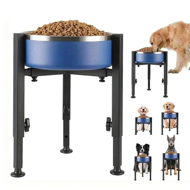 Sturdy Adjustable Elevated Dog Bowl Stand - Durable Metal Construction, Easy Height Adjustment, Comfortable Feeding Experience for Medium To Large Dogs