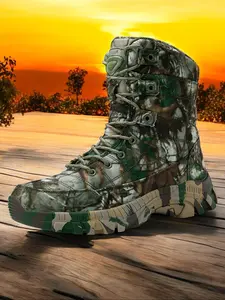 Men's Camo Pattern High Top Lace Up Tactical Boots, Casual Comfortable Anti-Slip & Wear-Resistant Thick-Soled Outdoor Sports Boots, Fashionable Boots for Outdoor Activities, Tactical Hiking Boot