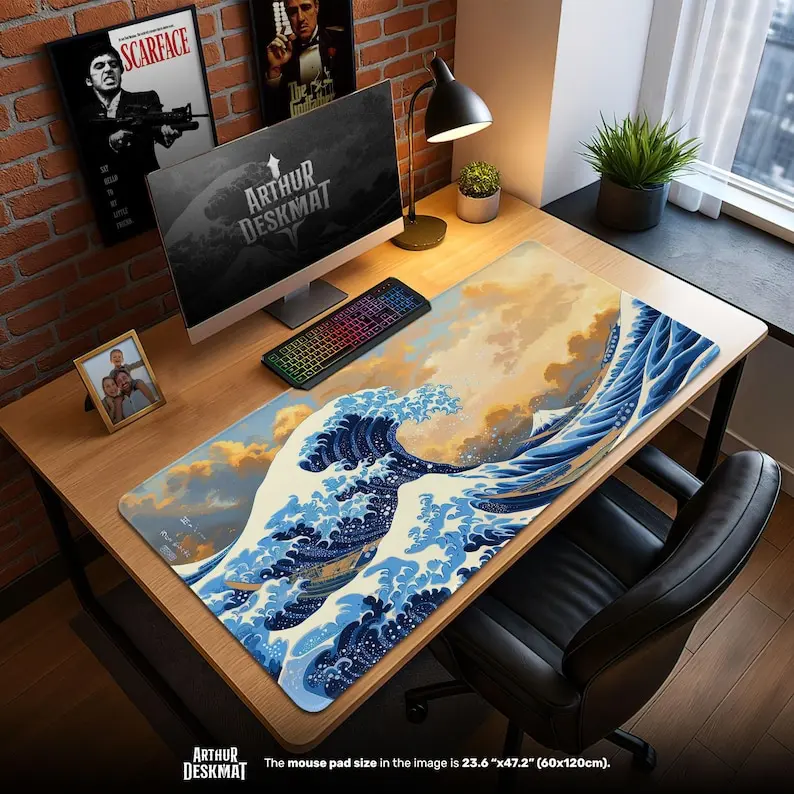 Great Wave Mouse Pad – Hokusai Art Desk Mat, Japanese Painting Gaming Pad, Aesthetic Gift for Artists & Collectors