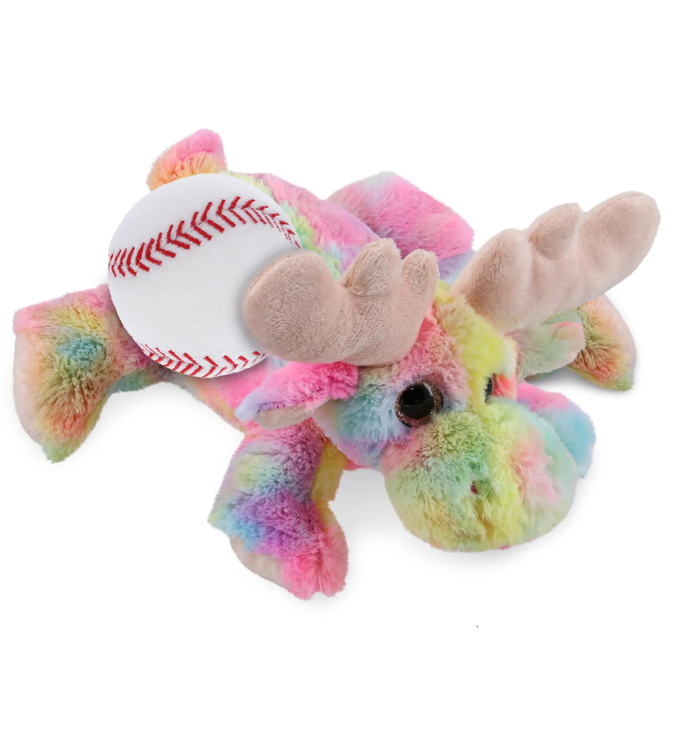 PLUSH BASEBALL - SUPER-SOFT PLUSH - RAINBOW LYING MOOSE 9.5"