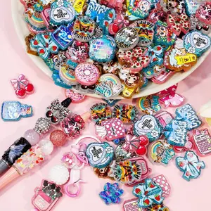 30pcs Random cartoon style acrylic beads (Mainly cartoon characters), perfect for use with beadable pens and beadable keychains. Handmade Crafts