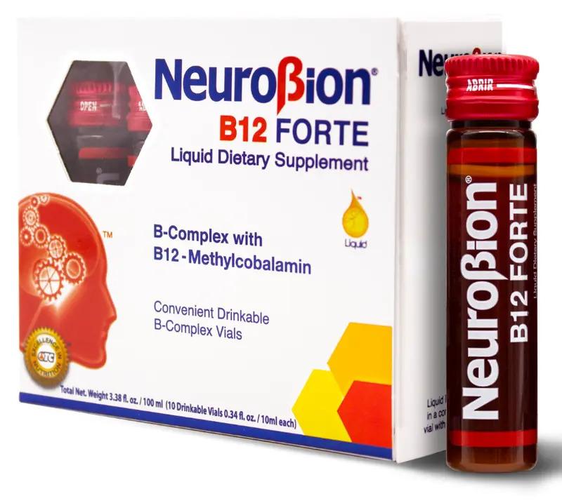 NeuroBion B12 Forte - 10 Vials Liquid Supplement with Vitamin B12 & B6