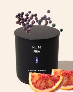 Whiskey & Woof No. 16 Fira Candle Blood Orange, Bergamot & Juniper Berries Hand Poured Made in USA Decor Fruit Float Italian