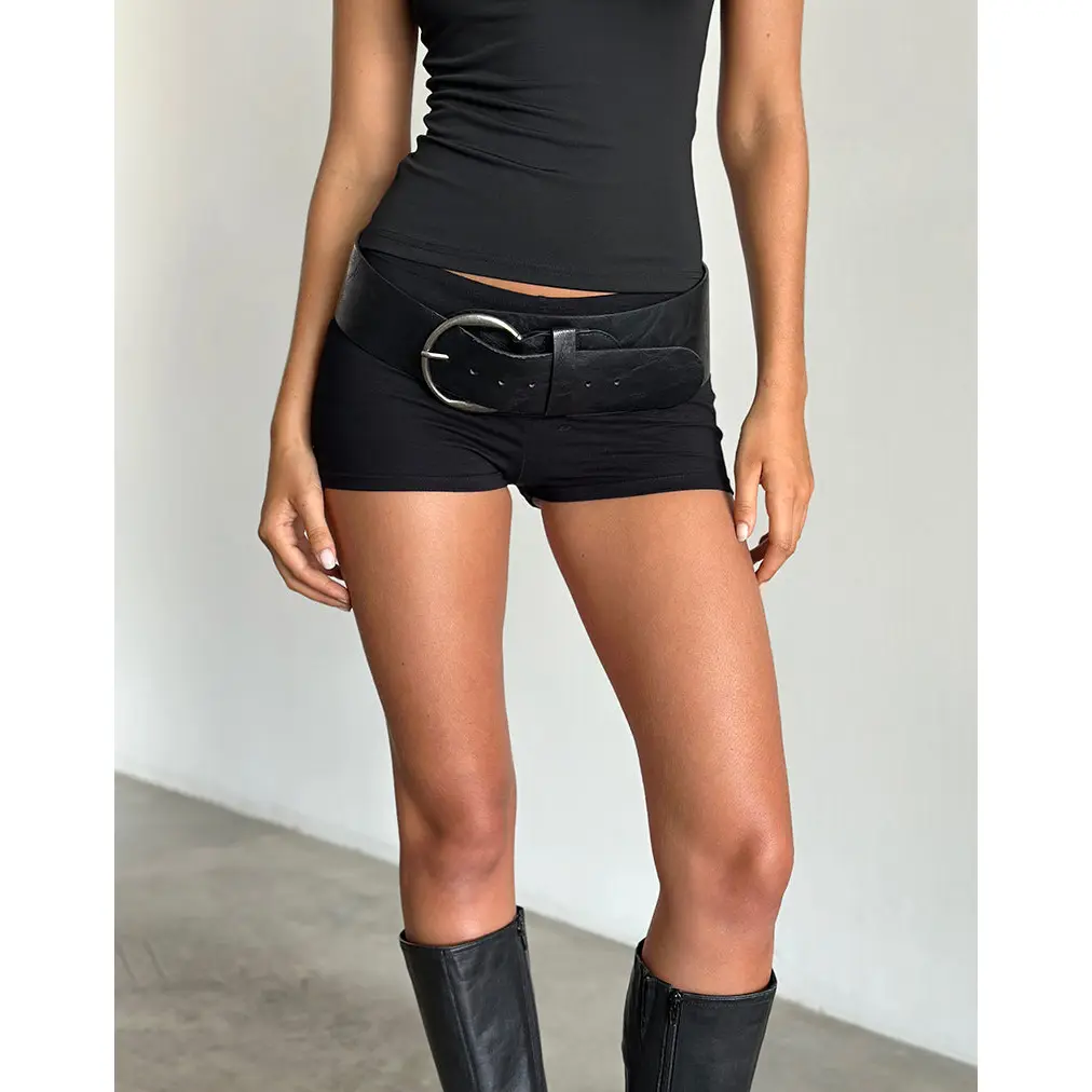 Motelrocks Eunia Women's Solid Cotton Blend Shorts, Low-Rise Hot Pant Style with a Thick Elasticated Waistband, Solid Shorts