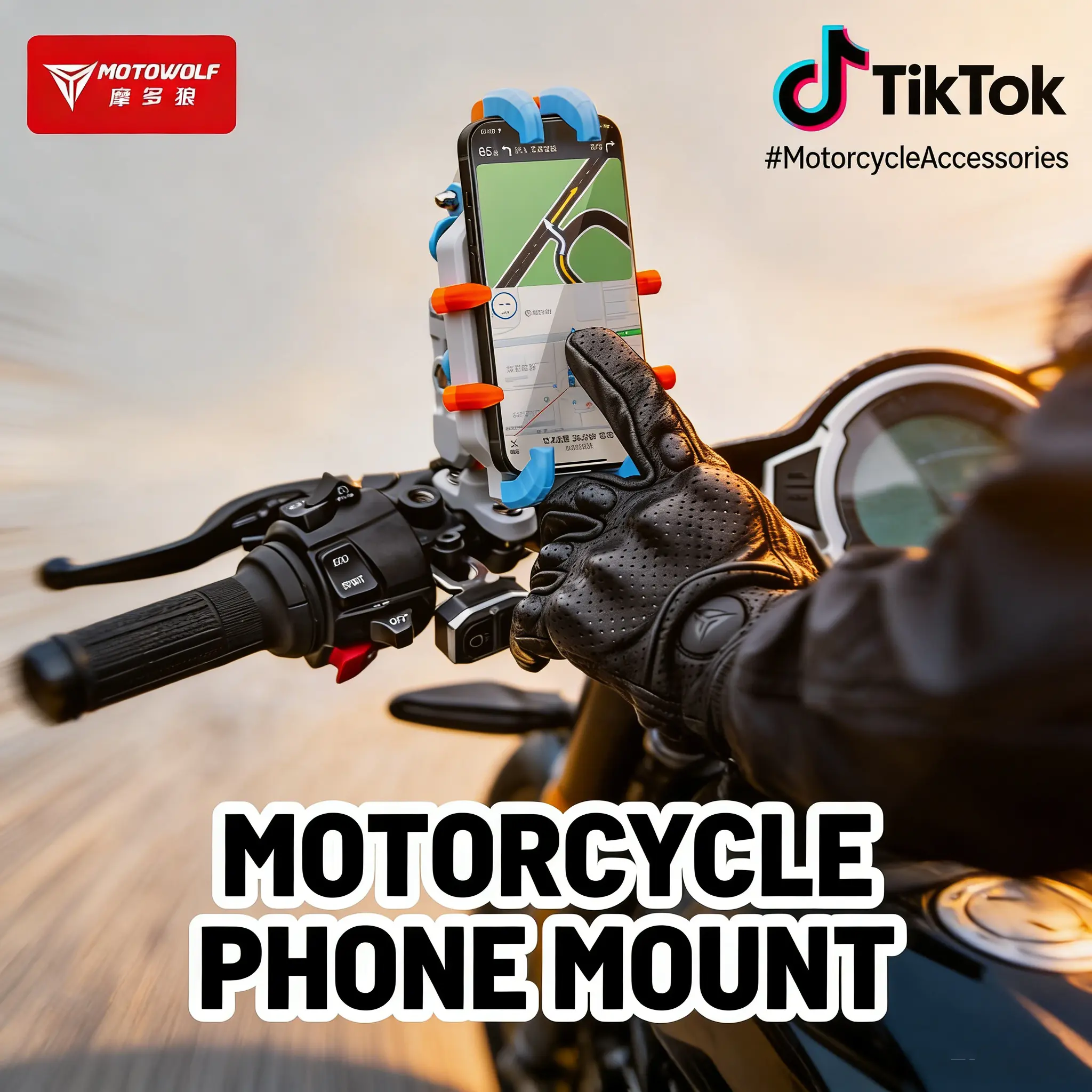Motorcycle Wireless Charging Phone Mount – 8-Claw Shockproof Grip, Anti-Vibration Handlebar Holder for Motorcycle, E-Bicycle & Electric Scooter, 360° Adjustable GPS Navigation Phone Stand for Outdoor Riding