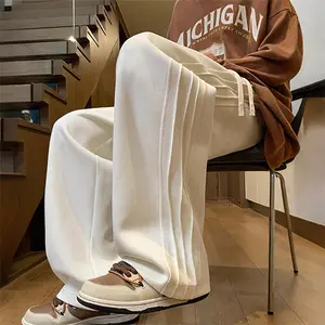 Men’s Summer Straight-Leg Floor-Length Striped Athletic Jogger Pants, Casual Loose Fit, Versatile