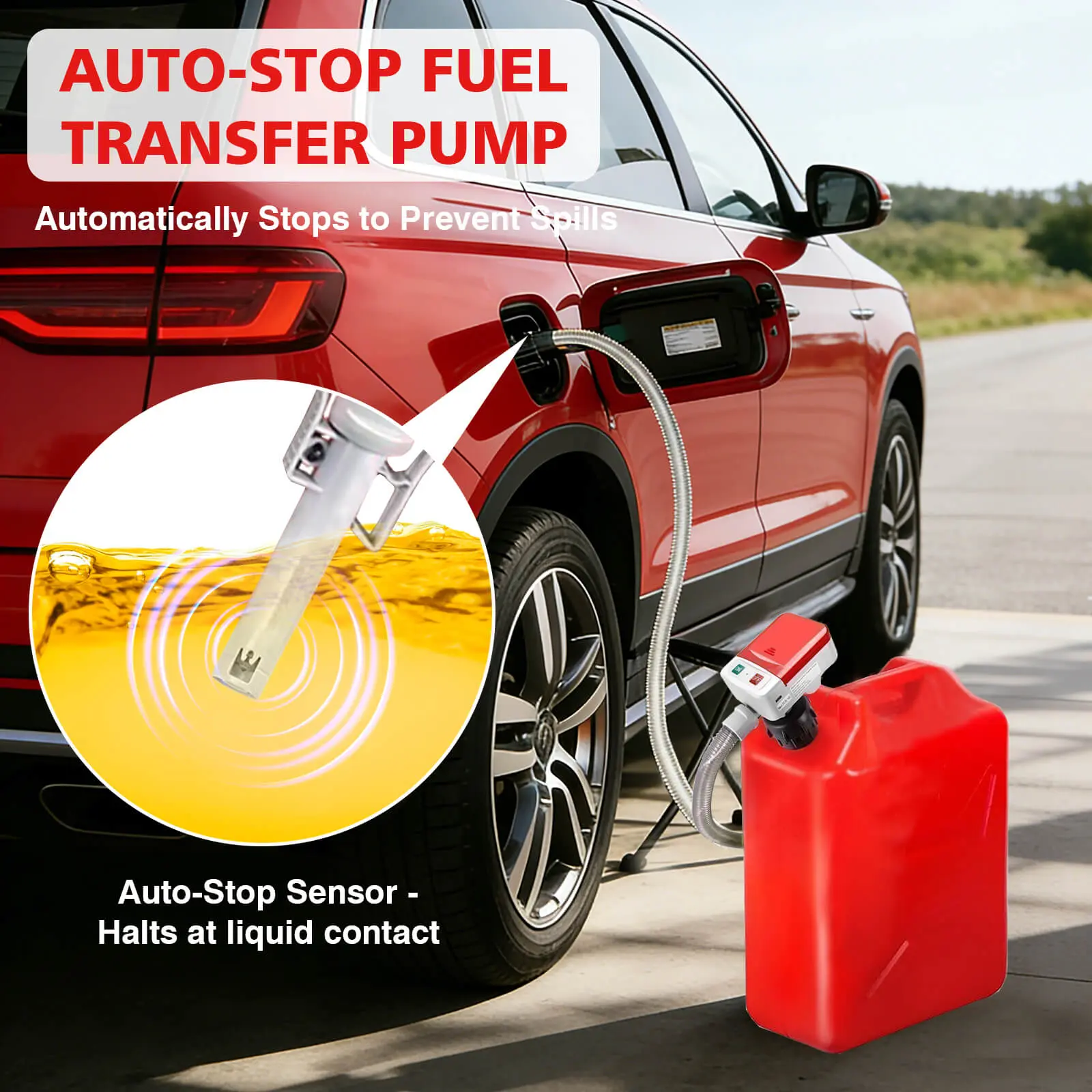 Fuel delivery pump, portable self-priming electric fuel pump, efficient and fast fuel delivery