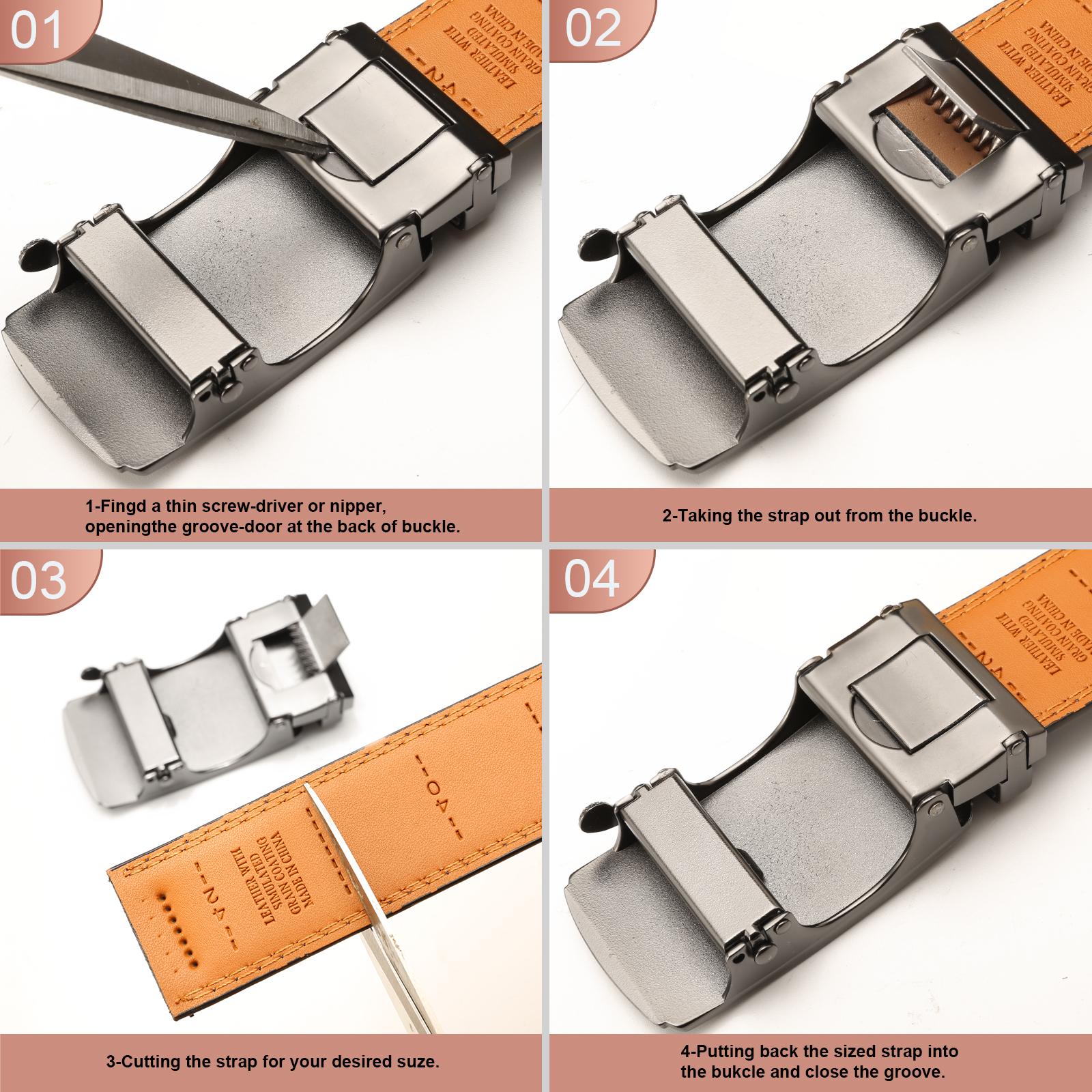 BULLIANT Men's Ratchet Leather Belt - Easy Release Adjustable Buckle, Trim-to-Fit Textured Design, Dress & Casual Accessories, Gift Box Included