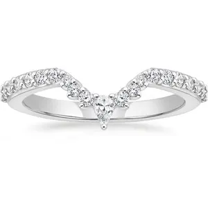 Wedding Bands for Women Pear & Round Shaped Stackable Cubic Zirconia Half Eternity CZ Curved Engment Rings for Her Size 4-12