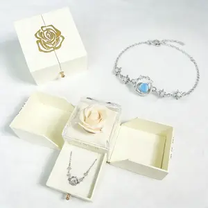 S925 Sterling Silver Moon & Galaxy Bracelet for Women, Adjustable Dainty Chain - Valentine‘s Gift for Her, Girlfriend, Wife, Includes Luxury Gift Box