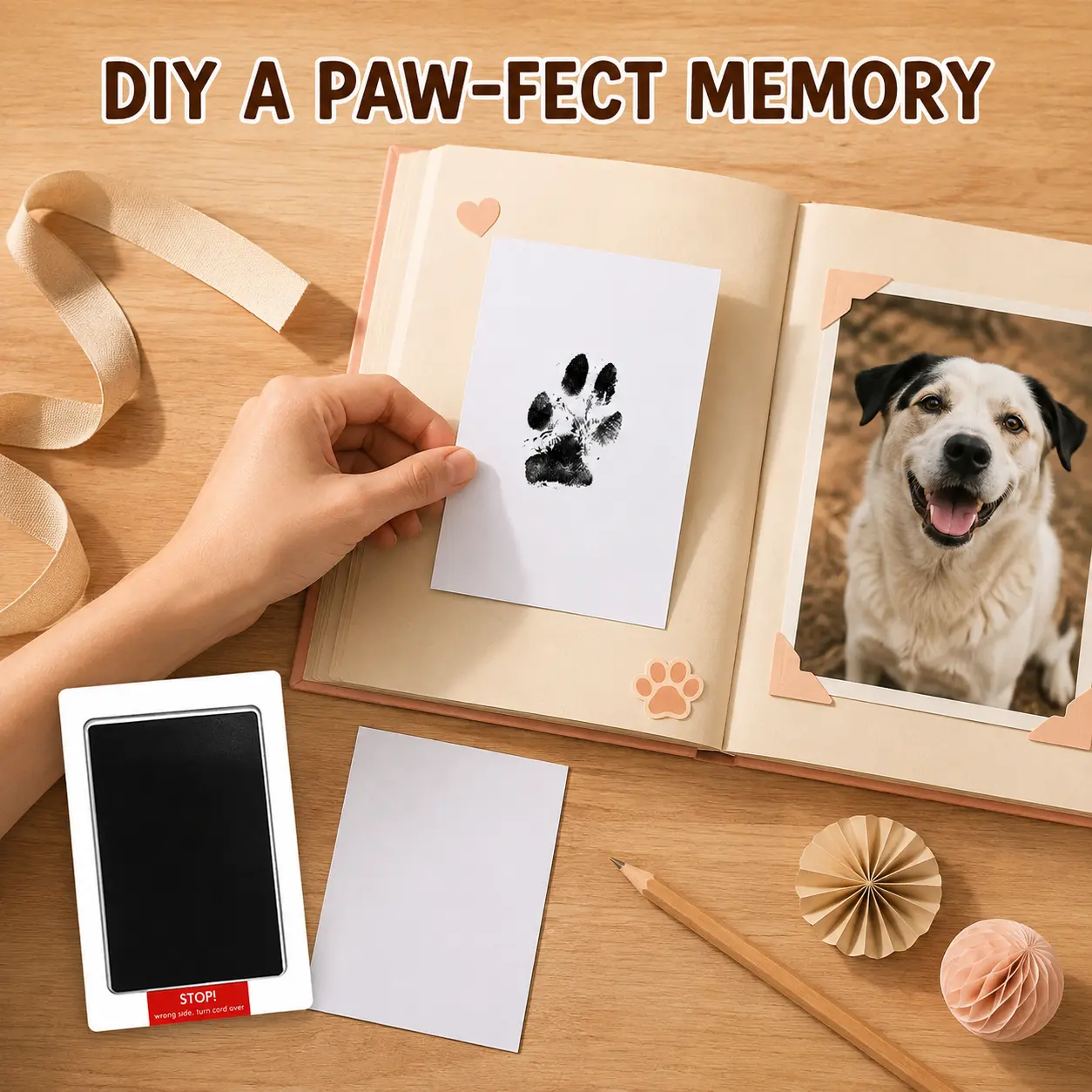 Inkless Pet Paw Print Kit for Dogs & Cats, Clean Touch Mess-Free Paw Print Stamp Pad with 2 Imprint Cards, No Ink on Paws, DIY Pet Keepsake Memorial Gift for Dog Cat Lovers, Small & Large, Black or Gold