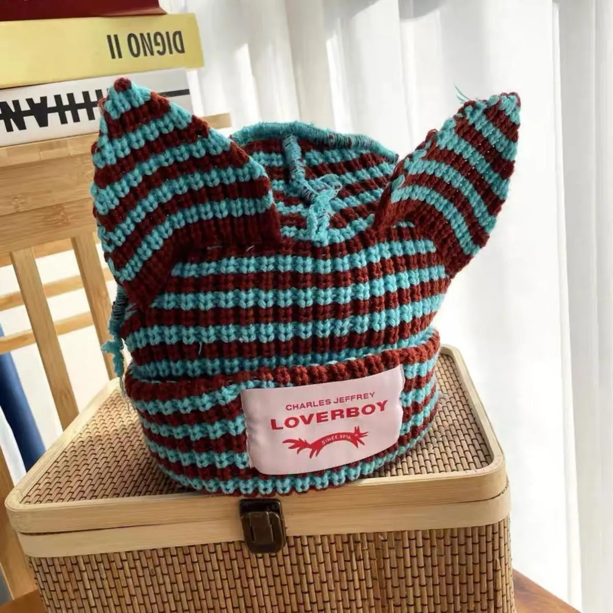 LAD MUSICIAN SHAGGY CAT EAR KNIT CAP 猫耳 LAD MUSICIAN SHAGGY CAT EAR KNIT CAP 猫耳 Cat Ear Beanie Striped