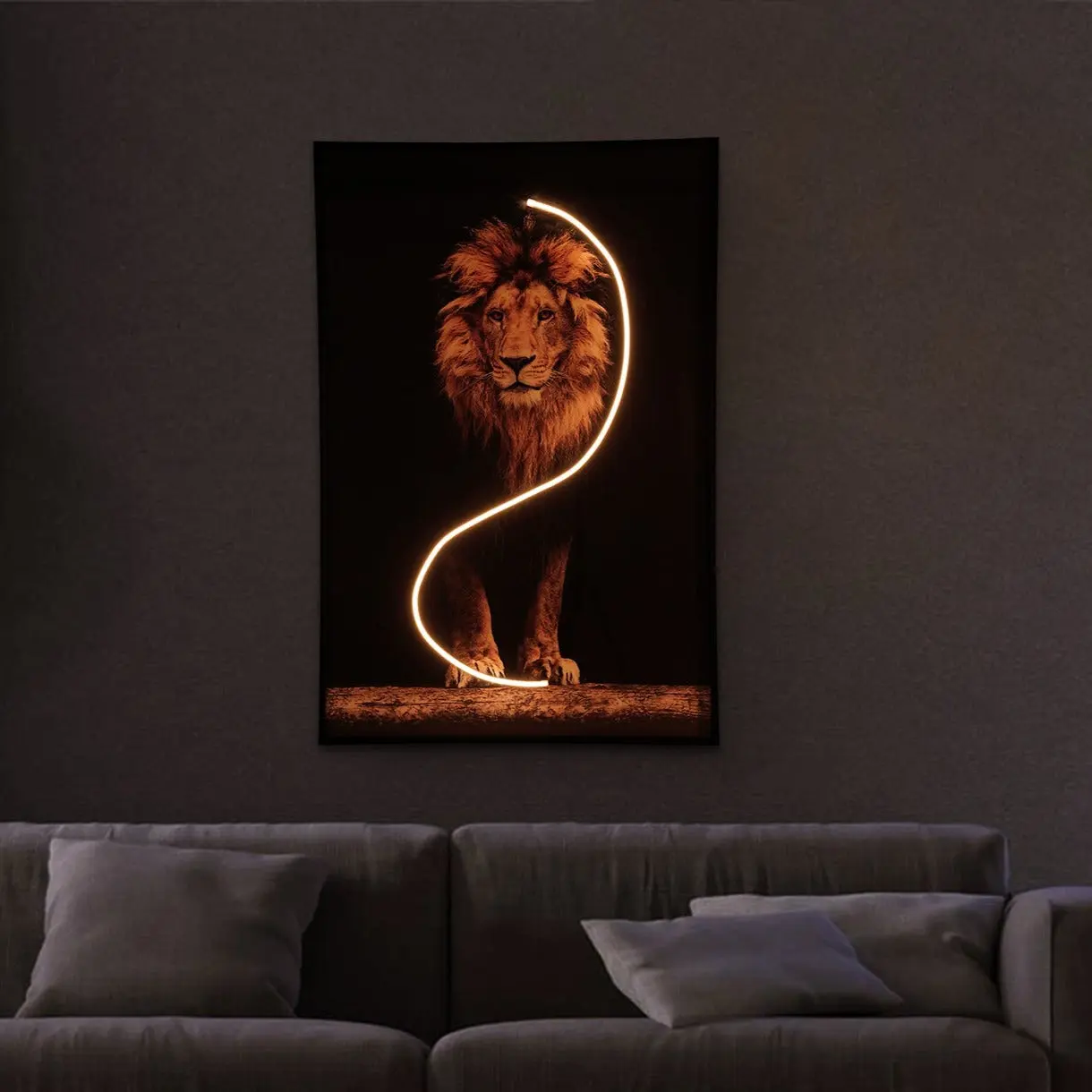 Lion Wall Art with LED Light, Wall Lamp, Lion Neon Sign for Wall Decor, Cool Neon Light Sign for Bedroom Man Cave Bar Pub Restaurant, Christmas & Birthday Party Decorations, Neon Light, Unique Gift for Him