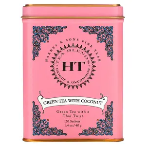 Harney & Sons HT Tea Blends, Green Tea with Coconut, 20 Tea Sachets, 1.4 oz (40 g)