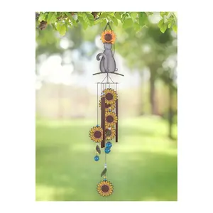 Sunset Vista Designs Chartreux Cat and Sunflower Chime