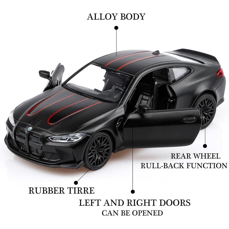 1/36 Scale BMW M4 Diecast Model Cars,Pull Back Vehicles BMW Toy Cars,Cars Gifts for Boys Girls(Black)