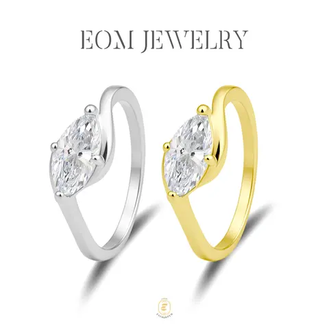 Moissanite 1ct-2ct Rippling Romance Marquise Solitaire Ring Silver-Plated Jewelry Wedding Engagement Anniversary Valentine's Day Birthday Gift Daily Wear