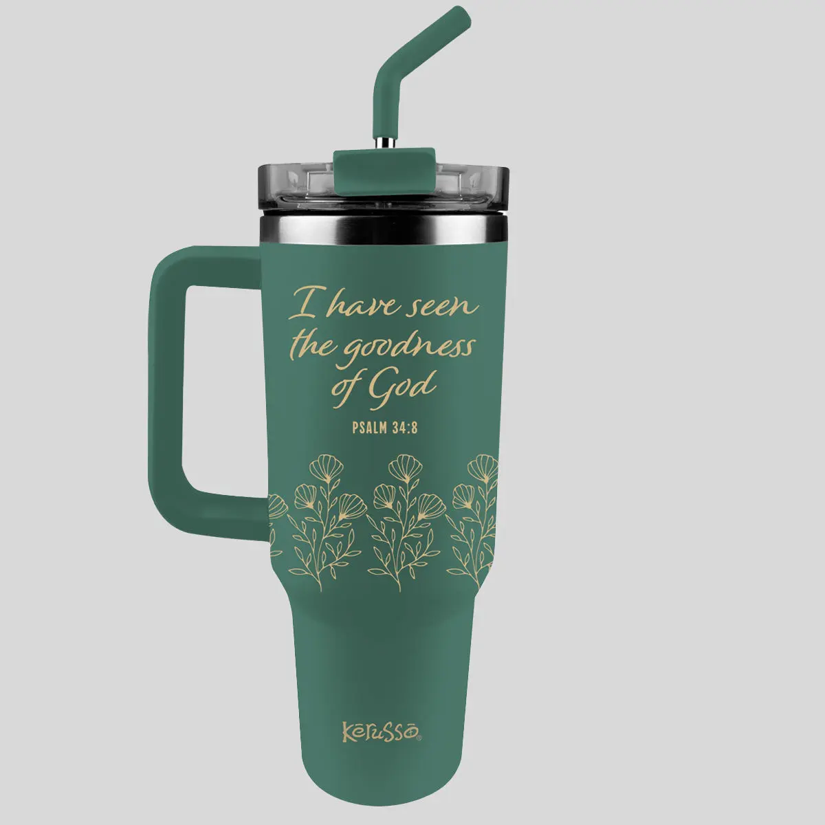 Kerusso 40oz Portable Double-Walled Stainless Steel Vacuum Flask Tumbler, Graceful Practical Design, Hot-Cold Insulated Drinkware With Silicone Lid And Straw