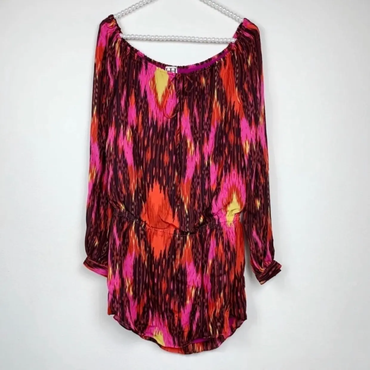 Haute Hippie mini dress S Drop waist Fuschia silk