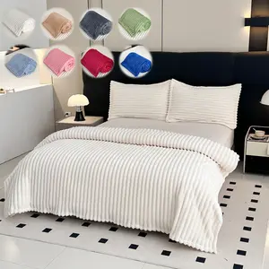 Comfrt Ultra Soft Solid Microfiber Throw Blanket with Classic Stripe Pattern for Cozy Comfort & Enhanced Durability for Stress & Anxiety Swaddle the Pet