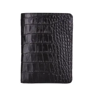 Police Badge Wallet  All Leather Universal Fit-Black Croc-For Pin and Clip Back Badges