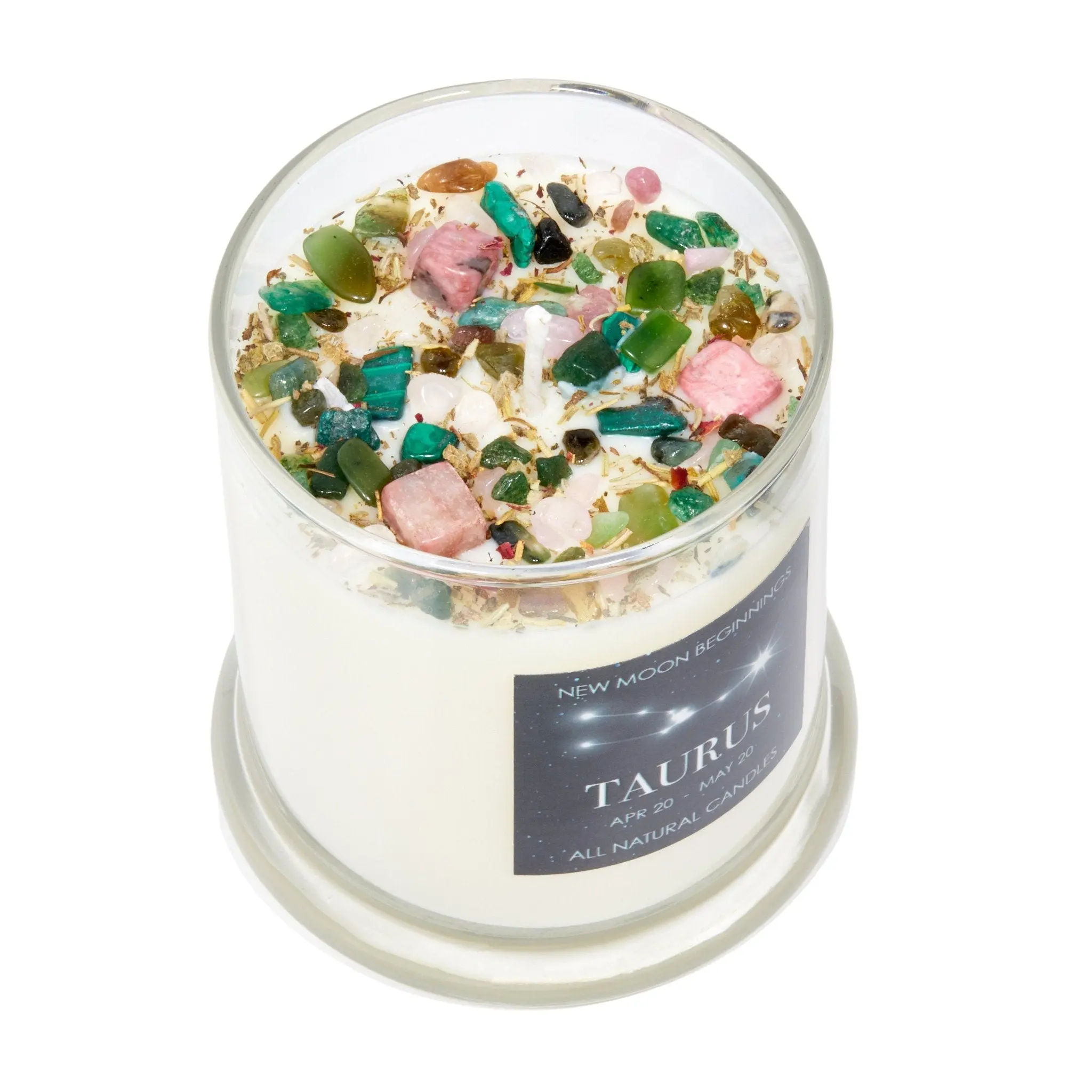 Taurus Candle - Zodiac (Apr. 20 - May 20) by New Moon Beginnings, Soy Wax, Aromatherapy, Herb and Crystal Candles Decor Scent