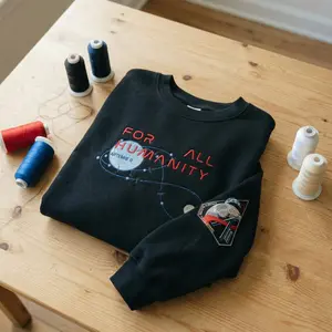 Artemis II Astronaut Embroidered Sweatshirt, Back To The Moon Space Mission For All Humanity Embroidery Shirt