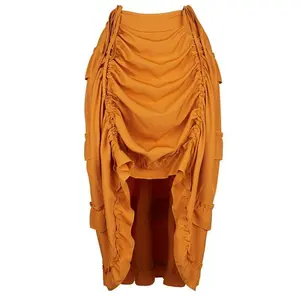 Women's Steampunk Victorian Skirt Pirate Ruffle High Low Skirts Cosplay Costume