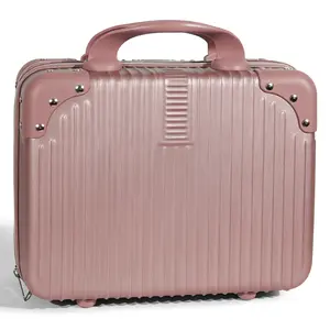 Large-capacity 14 Inch Makeup Suitcase, Pressure-proof Carrying Makeup Case Suitcase with Elastic Band, for Travel Camping.The Choice for Elegant Women