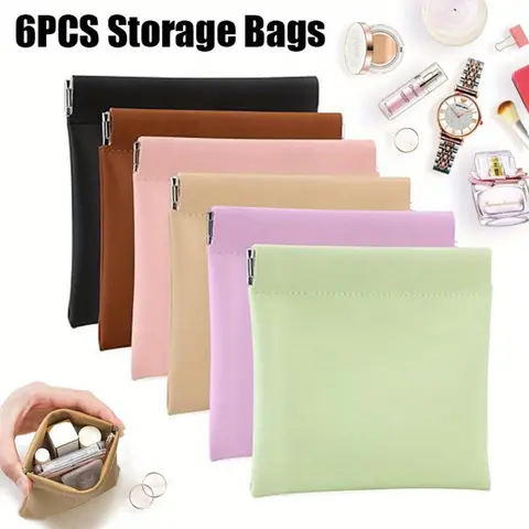 6 Pieces Pocket Storage Purses, Portable Women Mini Cosmetic Bags, Lipstick Cosmetic Storage Accessories, for Purse Organization and Portable Storage