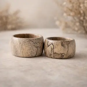 Spalted Tamarind Wood Ring - Exotic Wide Band Wood Ring