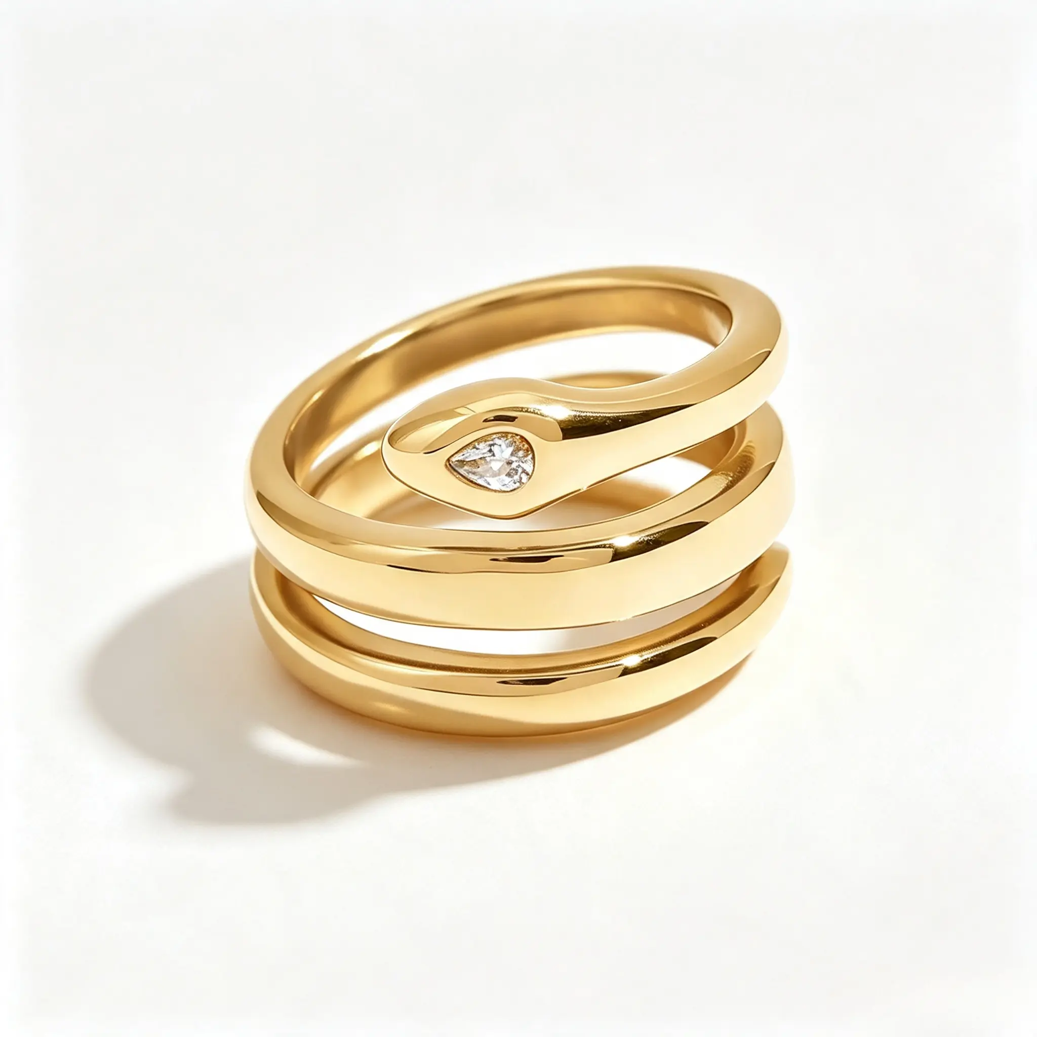 Waterproof Open Wrap Ring for Women - 14K Gold Plated Snake Gold Band with Cubic Zirconia - Double Open Wrap Around Rings - Stainless Steel Trendy Summer Jewelry
