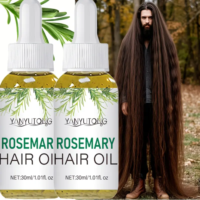 2pcs 30ml Plant Rosemary Nourishing Moisturizing Hair Essential Oil, Natural hair oil - Contains glycerin and rosemary leaves, deeply nourishes the scalp, promotes hair health, and is suitable for all hair types