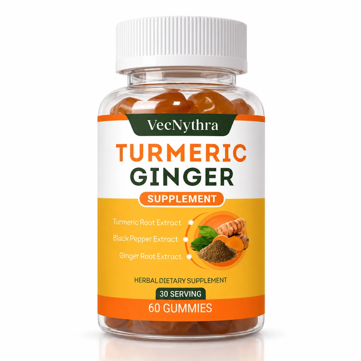 VecNythra Turmeric Ginger Gummies - Delicious Daily Wellness Support - With Black Pepper Extract - Joint Health Supplement