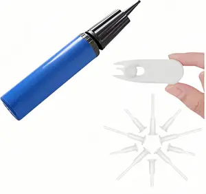 Ball Pump Set, 13-Piece Blue Sports Ball Inflator Kit with 2 Pullers and 10 Valve Pins, 9.84 inch Manual Air Pump for Exercise Balls, Pool Floats, Party Balloons