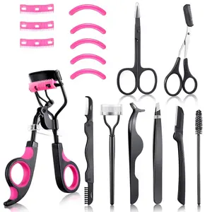 Lash Curler Set for Women, Includes Lash Comb, Separator, Tweezers, Eyebrow Brush, Scissors, False Lash Applicator, Silicone Pads