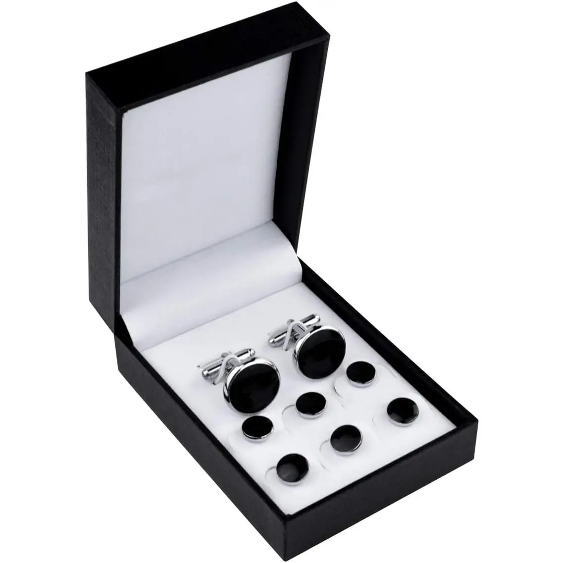 Tuxedo Studs and Cufflinks Set, Mens Cufflinks and Cuff Studs Set Cuff Links Stainless Steel Tux Buttons with Box for Tuxedo Shirts Wedding Business Gift mifengda