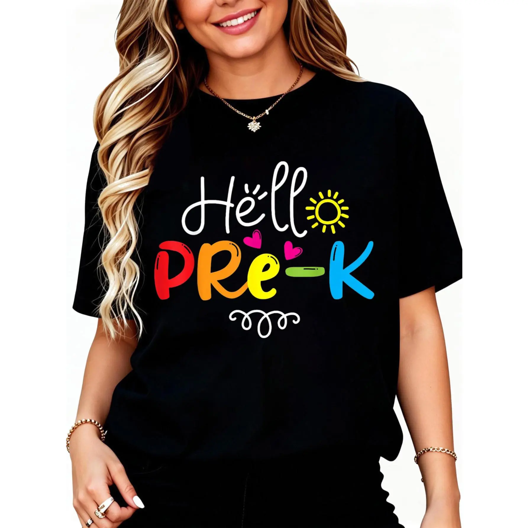 Hello Pre-K Shirt Fun Back to School Teacher Student Gift T-Shirt Unisex Cotton Clothing