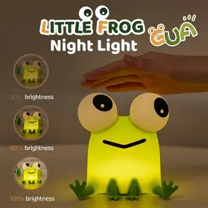 Funny Frog Touch Night Light, Cartoon Silicone LED Lamp, USB Powered, Warm Light 3 Levels, Timer Function, Room Decor, Party Gift