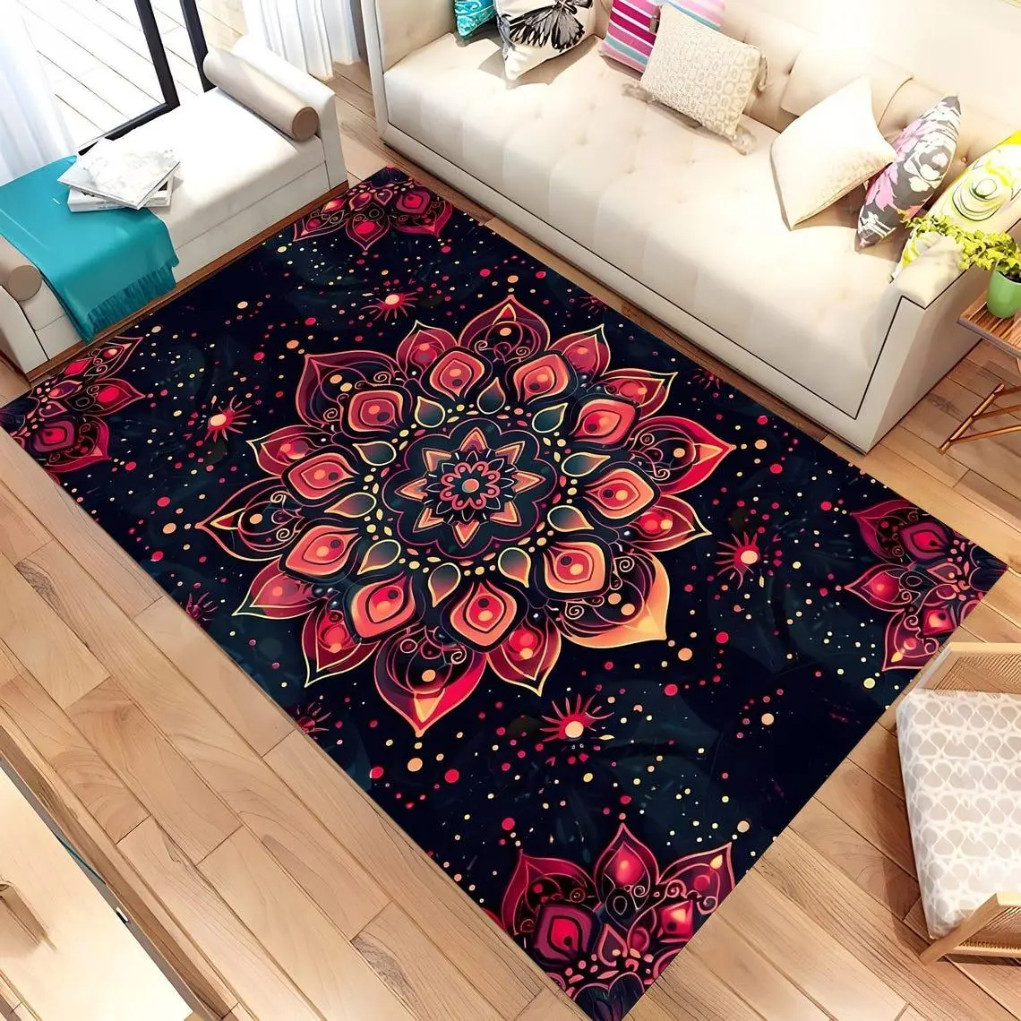 Mandala Rug, Mandala Pattern Rug, Colorful Rug, Area Rug, Popular Rug, Living Room, Gift For , Kids Room Rug, Popular Rug, Luxury Carpet 91