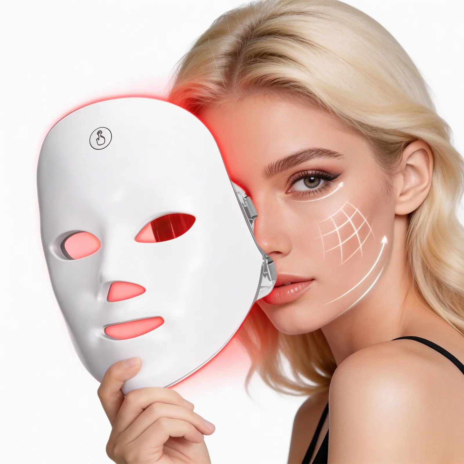 LED Photorejuvenation Mask, 7 Color Red Light Therapy Device for Face Lifting and Skin Repair, Cordless Facial Skincare Tool for Home Use, Face Lifting Mask, Red Light Therapy Mask