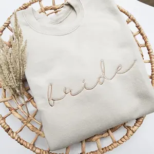 Bride Embroidered Sweatshirt, Custom Bridal Shower Gift, Wedding Day Crewneck, Engagement Gift for Bride, Bachelorette Party Apparel