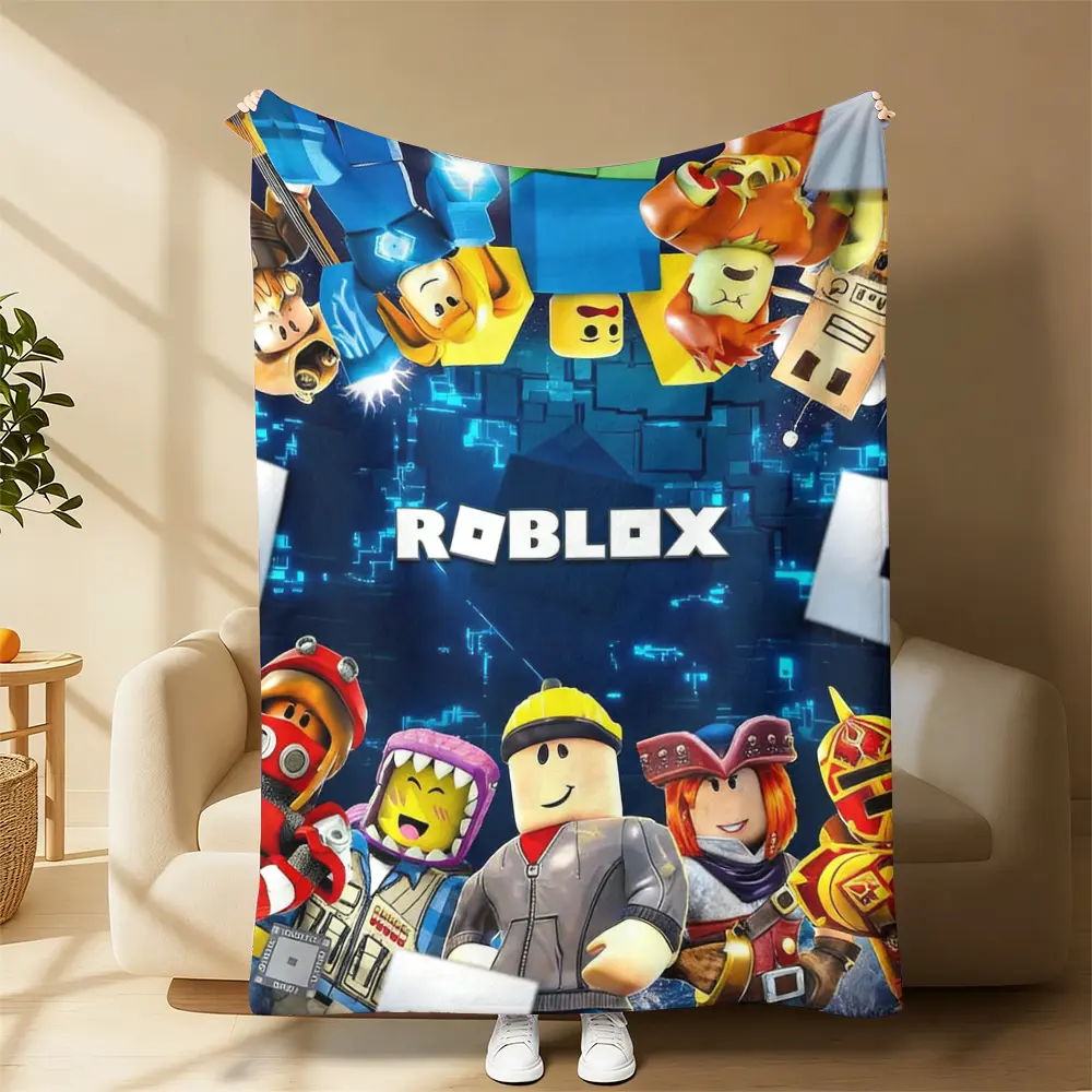 Roblox Blanket, Roblox Character Group Print Fleece Throw Blanket, Game Avatar Printed Blanket For Sofa Bed Nap Indoor Daily Use, Home Decor Soft Plush Throw Blanket, Birthday Holiday Gift For Boys Girls Roblox Game Fans Collectors