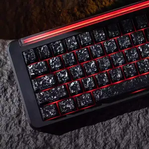 Carbon Fiber Texture Mechanical Keyboard Keycaps, Cherry High Profile, Dark Minimalist, Compatible with 60/64/68/75/87/98/104/108 Keyboards