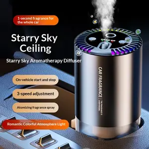 Car Air Fresheners Perfume Lasts 300 Days, Car air freshener with three adjustable intensity levels, Car aroma diffuser, Car Diffuser with Star Projector and Flame Ambient Mood Light, Portable Waterless Car Diffuser Air Freshener car air fresh