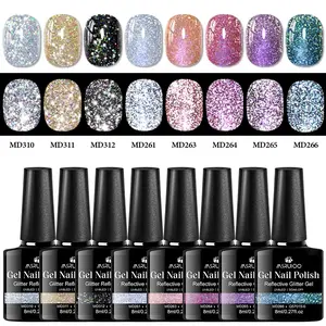 MSRUIOO 8pcs Platinum Reflective Glitter Gel Nail Polish Set, Gel Nail Art, Super Shiny Semi Permanent UV Nail Gel, DIY Salon Use, Ideal Gift for Nail Lovers