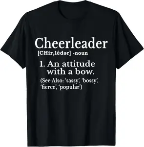 100% Cotton Cheerleader Definition Cheer Flyer Gifts Girls Cheerleaders T-Shirt