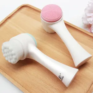 3D Silicone Face Brush Manual Cleansing Tool, Soft Bristle Dual-Sided Massager, Gentle Exfoliating Facial Scrubber for Deep Cleaning
