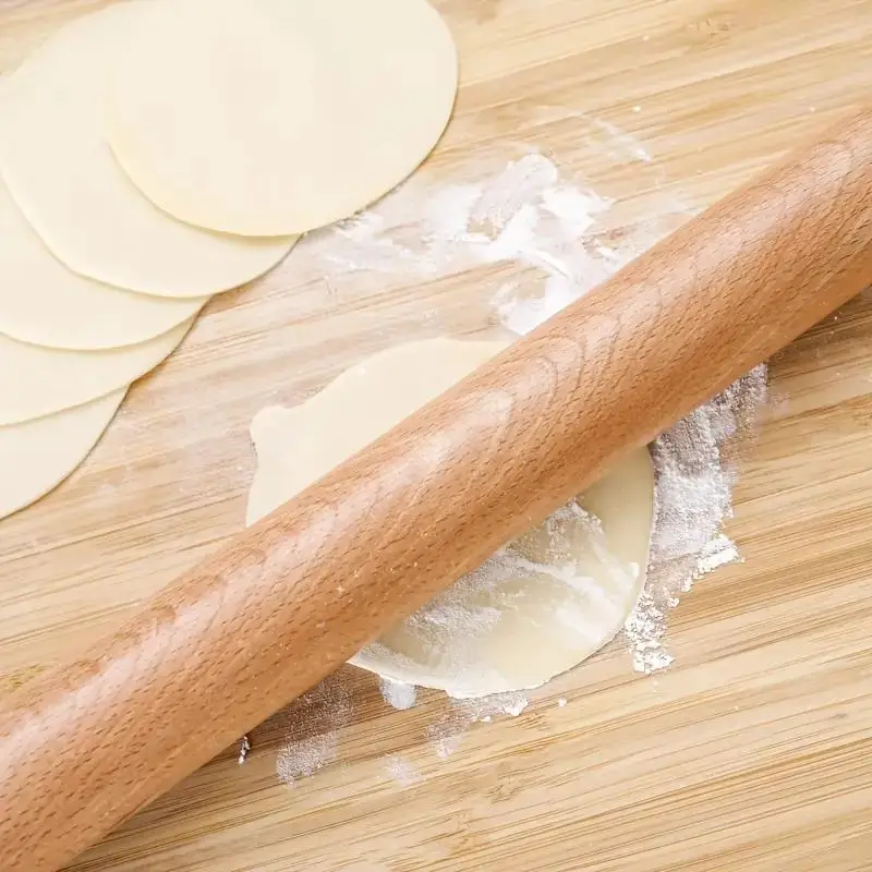 Wooden Rolling Pin, 1 Count Solid Wood Rolling Pin for Dumpling and Noodle Making, Kitchen Baking Tool for Pressing and Shaping Dough