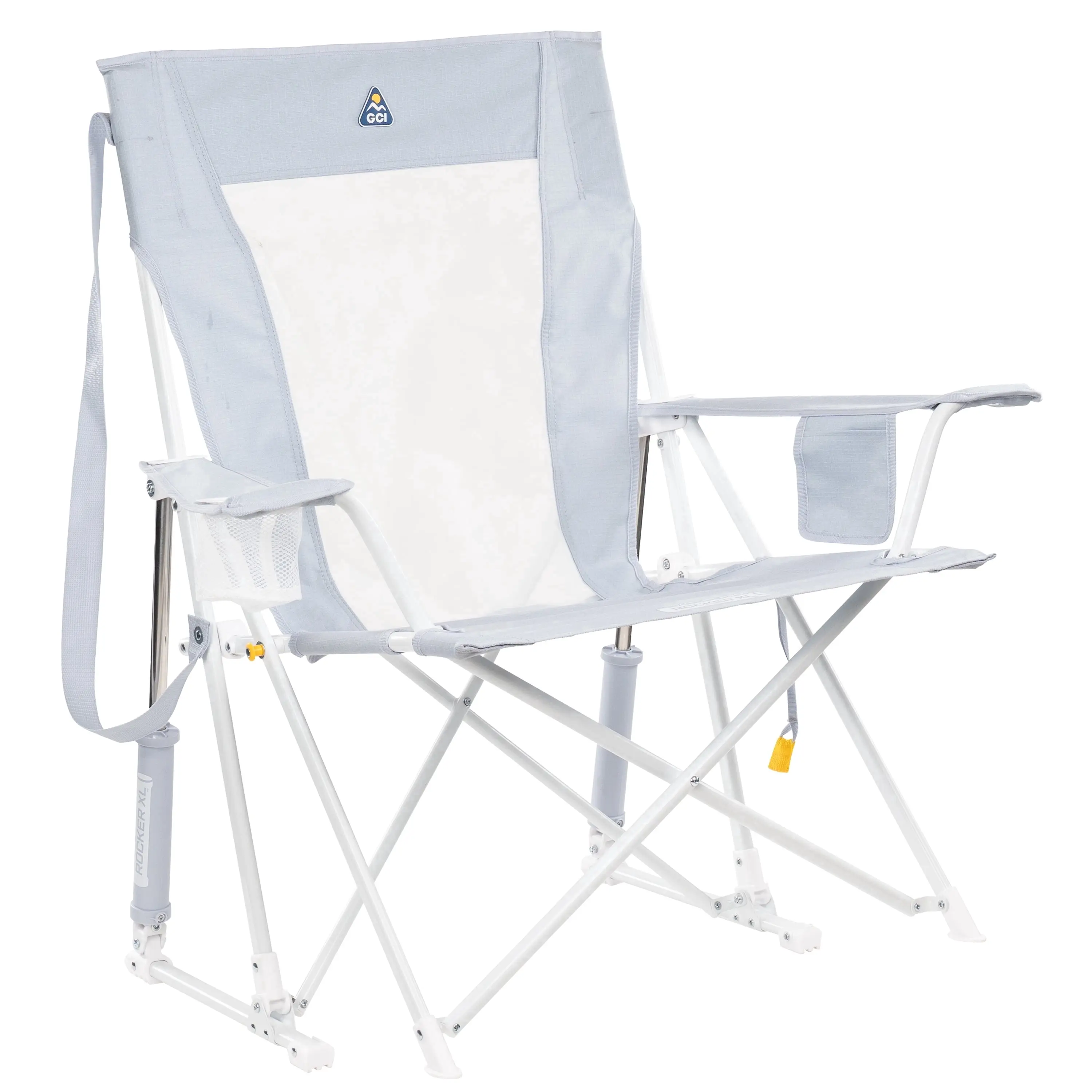 GCI Outdoor Comfort Pro Rocker XL Oversized Rocking Camping Chair, Heathered Light Blue
